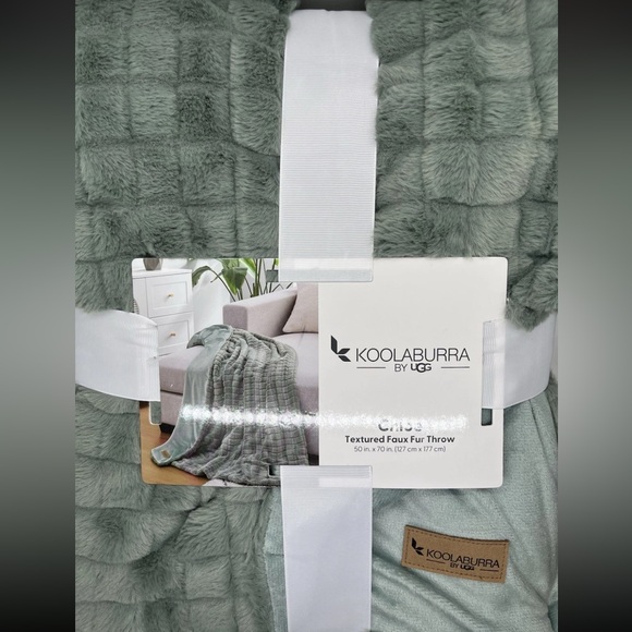 Koolaburra by Ugg Sage Green Textured Faux Fur Throw NWT - Picture 1 of 6